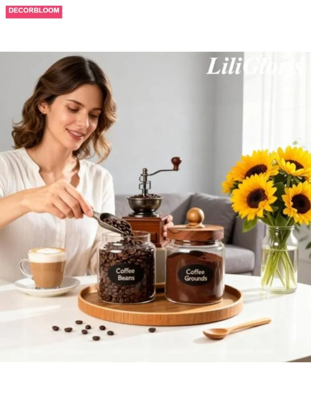 Glass Storage Jars Set of 4 with Wooden Lids - Airtight Food Containers